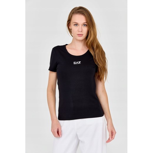 EA7 Damski t-shirt czarny z logo na środku, Rozmiar M ze sklepu outfit.pl w kategorii Bluzki damskie - zdjęcie 165009518