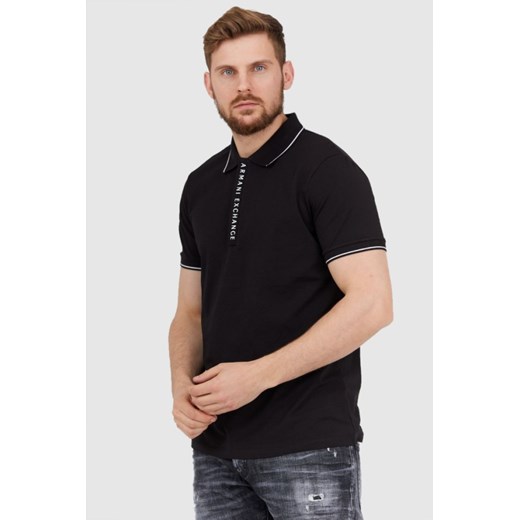 ARMANI EXCHANGE Czarna męska koszulka polo na suwak, Wybierz rozmiar M ze sklepu outfit.pl w kategorii T-shirty męskie - zdjęcie 165009845