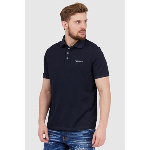 ARMANI EXCHANGE Granatowa koszulka polo z białym logo, Rozmiar S ze sklepu outfit.pl w kategorii T-shirty męskie - zdjęcie 165009877