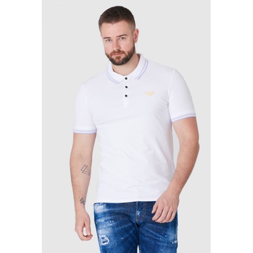 GUESS Biała koszulka polo z wyszywanym logo, Wybierz rozmiar M ze sklepu outfit.pl w kategorii T-shirty męskie - zdjęcie 165010108