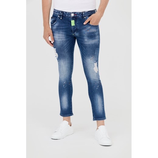 PHILIPP PLEIN Niebieskie męskie jeansy, Wybierz rozmiar 34 ze sklepu outfit.pl w kategorii Jeansy męskie - zdjęcie 165010215