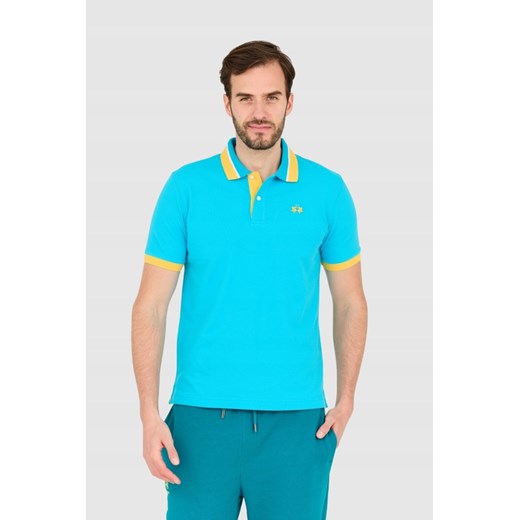 LA MARTINA Niebieska męska koszulka polo, Wybierz rozmiar XL ze sklepu outfit.pl w kategorii T-shirty męskie - zdjęcie 165010355