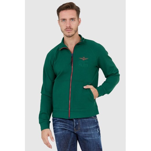 AERONAUTICA MILITARE Zielona bluza męska na suwak, Wybierz rozmiar L ze sklepu outfit.pl w kategorii Bluzy męskie - zdjęcie 165010466