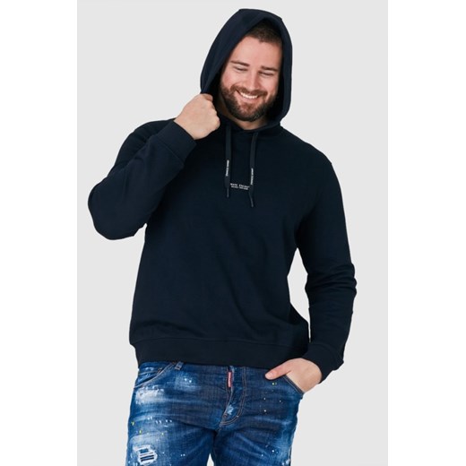 ARMANI EXCHANGE Granatowa bluza męska z kapturem i logo, Wybierz rozmiar M ze sklepu outfit.pl w kategorii Bluzy męskie - zdjęcie 165010488