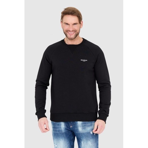 BALMAIN Czarna bluza męska z małym aksamitnym logo, Wybierz rozmiar S ze sklepu outfit.pl w kategorii Bluzy męskie - zdjęcie 165010517