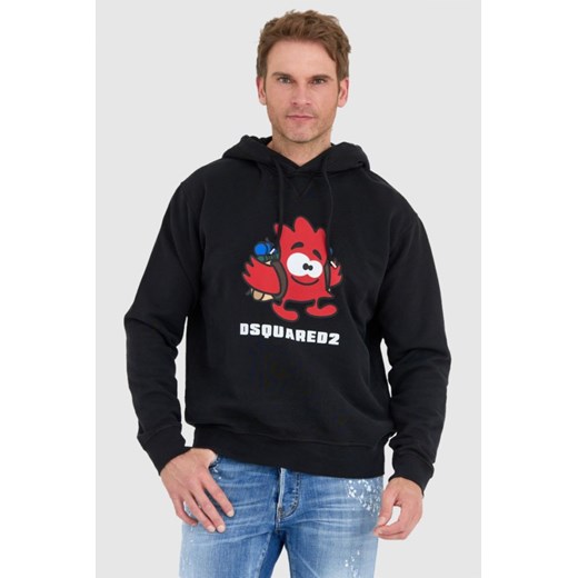 DSQUARED2 Czarna bluza męska leaf buddy z kapturem, Rozmiar L ze sklepu outfit.pl w kategorii Bluzy męskie - zdjęcie 165010657