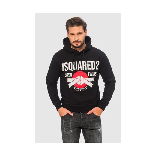 DSQUARED2 Czarna bluza męska z kapturem, Rozmiar S ze sklepu outfit.pl w kategorii Bluzy męskie - zdjęcie 165010676