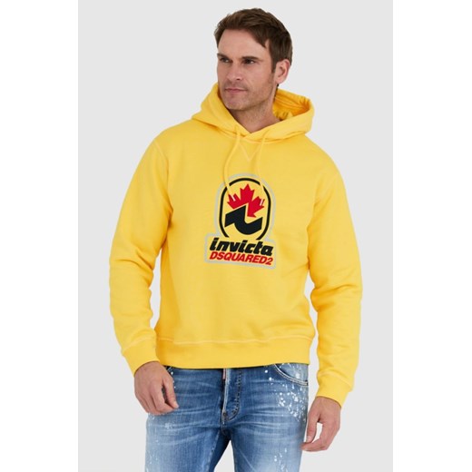 DSQUARED2 Żółta bluza męska invicta cool hoodie, Wybierz rozmiar L ze sklepu outfit.pl w kategorii Bluzy męskie - zdjęcie 165010695