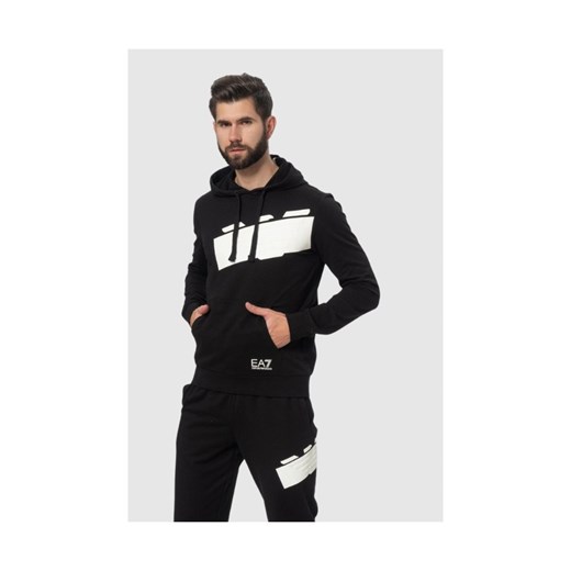 EA7 Czarna męska bluza z dużym białym logo, Rozmiar XL ze sklepu outfit.pl w kategorii Bluzy męskie - zdjęcie 165010745