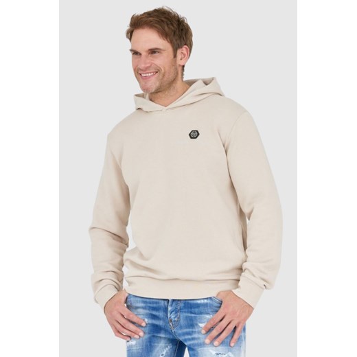 PHILIPP PLEIN Beżowa bluza hexagon z kapturem, Rozmiar L ze sklepu outfit.pl w kategorii Bluzy męskie - zdjęcie 165011047