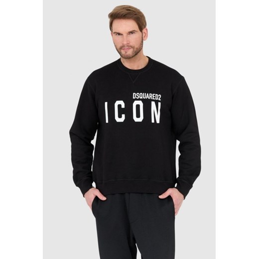 DSQUARED2 Czarna bluza męska z dużym białym logo icon, Rozmiar S ze sklepu outfit.pl w kategorii Bluzy męskie - zdjęcie 165011098