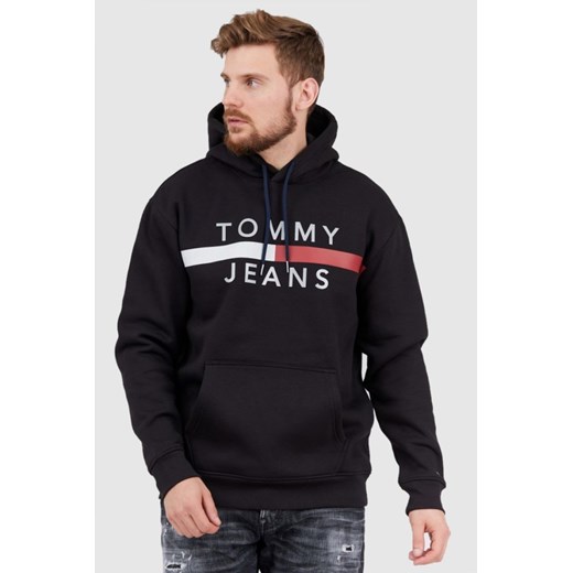 TOMMY JEANS Czarna bluza męska z odblaskowym logo, Wybierz rozmiar M ze sklepu outfit.pl w kategorii Bluzy męskie - zdjęcie 165011108