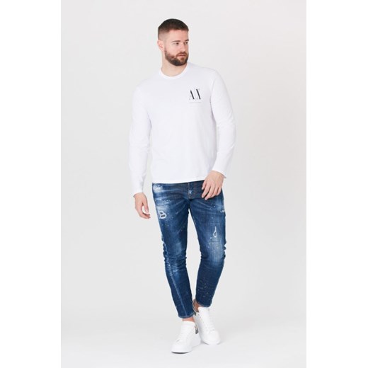 Biały t-shirt męski Armani Exchange z długimi rękawami