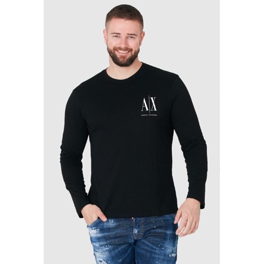 ARMANI EXCHANGE Czarny longsleeve męski z małym logo, Wybierz rozmiar S ze sklepu outfit.pl w kategorii T-shirty męskie - zdjęcie 165011388