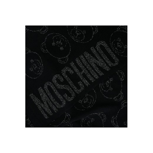 MOSCHINO Dwustronny czarny szalik damski w srebrne misie Moschino outfit.pl