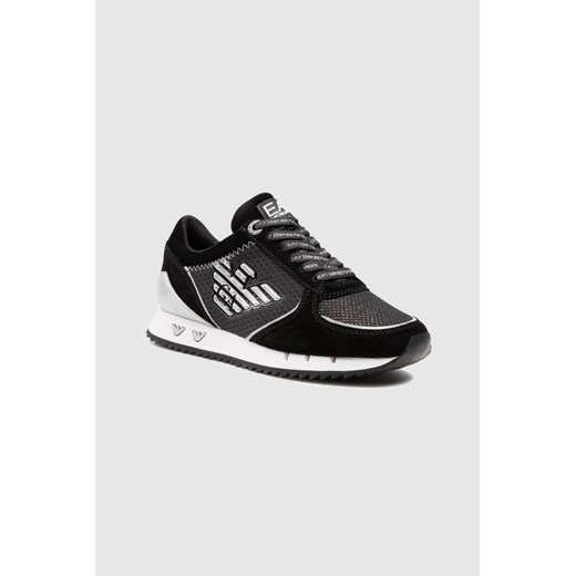 EA7 Czarne sneakersy damskie ze srebrnym logo, Rozmiar 40 ze sklepu outfit.pl w kategorii Buty sportowe damskie - zdjęcie 165012347