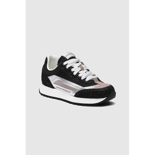 EMPORIO ARMANI Czarne sneakersy damskie ze srebrnymi elementami, Rozmiar 36 ze sklepu outfit.pl w kategorii Buty sportowe damskie - zdjęcie 165012388