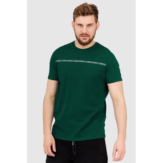 ARMANI EXCHANGE Zielony t-shirt męski z paskiem z logo, Wybierz rozmiar M ze sklepu outfit.pl w kategorii T-shirty męskie - zdjęcie 165013725