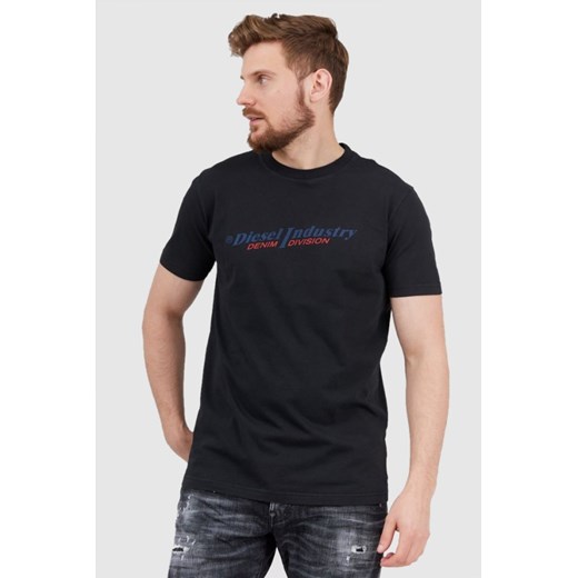 DIESEL Czarny t-shirt męski z granatowym logo, Wybierz rozmiar S ze sklepu outfit.pl w kategorii T-shirty męskie - zdjęcie 165013815