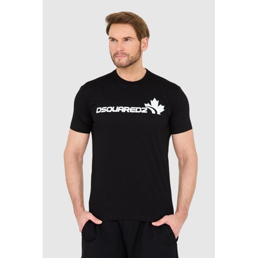DSQUARED2 Czarny bawełniany t-shirt z dużym logo, Wybierz rozmiar S ze sklepu outfit.pl w kategorii T-shirty męskie - zdjęcie 165013866