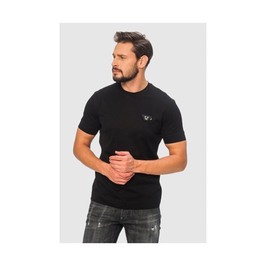 EMPORIO ARMANI Czarny t-shirt męski z wymienną aplikacją, Rozmiar S ze sklepu outfit.pl w kategorii T-shirty męskie - zdjęcie 165013966