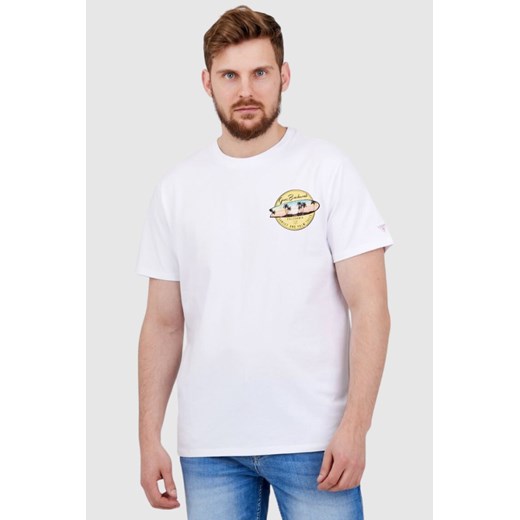 GUESS Biały t-shirt męski sunset and palm trees, Wybierz rozmiar L ze sklepu outfit.pl w kategorii T-shirty męskie - zdjęcie 165013995