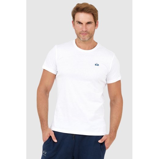 LA MARTINA Biały t-shirt męski z wyszywanym logo, Wybierz rozmiar 3XL ze sklepu outfit.pl w kategorii T-shirty męskie - zdjęcie 165014195