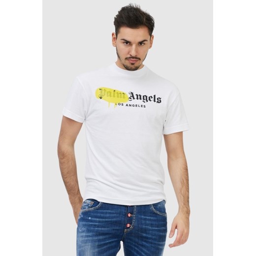 PALM ANGELS Biały t-shirt męski z logo, Wybierz rozmiar S ze sklepu outfit.pl w kategorii T-shirty męskie - zdjęcie 165014237