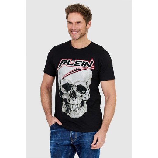 PHILIPP PLEIN Czarny t-shirt męski Platinum cut round neck space plein, Wybierz rozmiar XXL ze sklepu outfit.pl w kategorii T-shirty męskie - zdjęcie 165014315