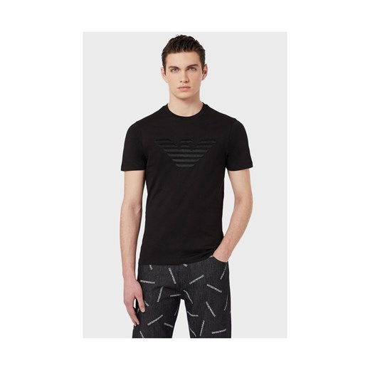 EMPORIO ARMANI T-shirt męski, czarny wyszywane logo, Rozmiar S ze sklepu outfit.pl w kategorii T-shirty męskie - zdjęcie 165014368