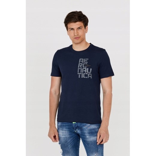 AERONAUTICA MILITARE Granatowy t-shirt męski, Wybierz rozmiar 3XL ze sklepu outfit.pl w kategorii T-shirty męskie - zdjęcie 165014535