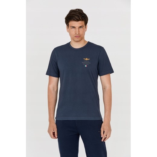 AERONAUTICA MILITARE Granatowy t-shirt męski, Wybierz rozmiar 3XL ze sklepu outfit.pl w kategorii T-shirty męskie - zdjęcie 165014606