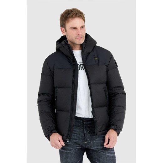 BLAUER Czarna kurtka męska Cooper z logo na kapturze, Rozmiar 3XL ze sklepu outfit.pl w kategorii Kurtki męskie - zdjęcie 165014765
