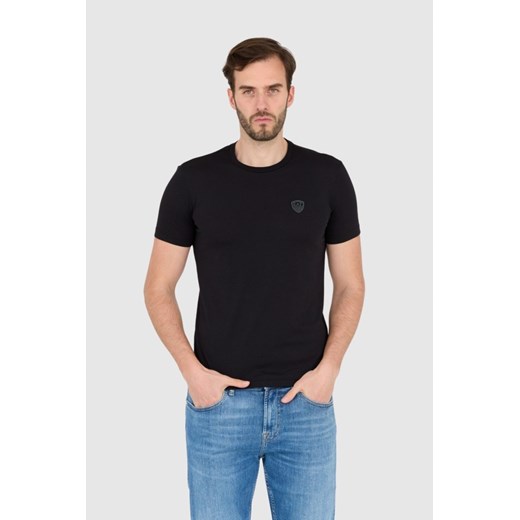 EA7 Czarna koszulka męska z naszywką z logo, Wybierz rozmiar XXL ze sklepu outfit.pl w kategorii T-shirty męskie - zdjęcie 165014879