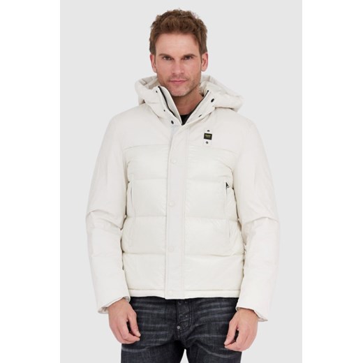 BLAUER Ecru puchowa kurtka męska z kapturem Eduardo, Rozmiar 3XL ze sklepu outfit.pl w kategorii Kurtki męskie - zdjęcie 165014909