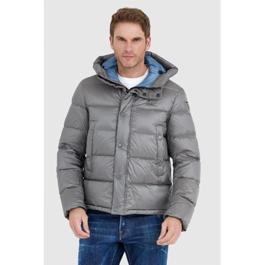 BLAUER Stalowa puchowa kurtka męska Tracy z kapturem, Rozmiar 3XL ze sklepu outfit.pl w kategorii Kurtki męskie - zdjęcie 165015005
