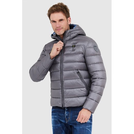 BLAUER Szara puchowa kurtka męska Virgil z kapturem, Rozmiar 3XL ze sklepu outfit.pl w kategorii Kurtki męskie - zdjęcie 165015058