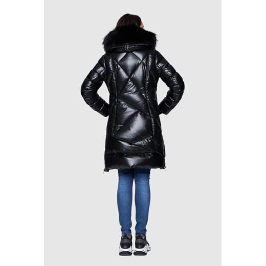 DIEGO M Czarna długa kurtka puchowa, Rozmiar 38 EU - 42 IT Diego M 42 EU - 46 IT outfit.pl wyprzedaż