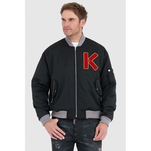 KENZO Czarna kurtka bomberka męska z vintage logo, Rozmiar L ze sklepu outfit.pl w kategorii Kurtki męskie - zdjęcie 165015449