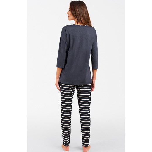 Piżama damska grafitowa w paski w rękawem 3/4 Betty, Kolor grafitowy, Rozmiar S, Italian Fashion ze sklepu Intymna w kategorii Piżamy damskie - zdjęcie 165018477