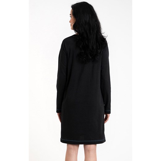Koszula nocna damska czarna na długi rękaw Olza, Kolor czarny, Rozmiar S, Italian Fashion ze sklepu Intymna w kategorii Koszule nocne - zdjęcie 165018538