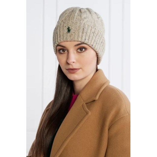 Beżowa czapka zimowa damska Polo Ralph Lauren 