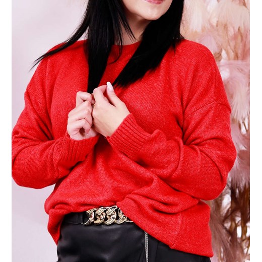 Luźny mięciutki czerwony sweter /H2 A3-1UB549 T391/ ze sklepu Pantofelek24.pl w kategorii Swetry damskie - zdjęcie 165023997