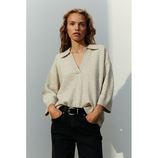 H & M - Sweter z kołnierzykiem - Brązowy H & M XL H&M