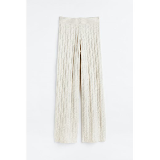 H & M - Dzianinowe spodnie w warkoczowy splot - Beżowy H & M XS H&M