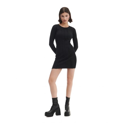 Cropp - Czarna sukienka z długim rękawem - czarny Cropp XS Cropp