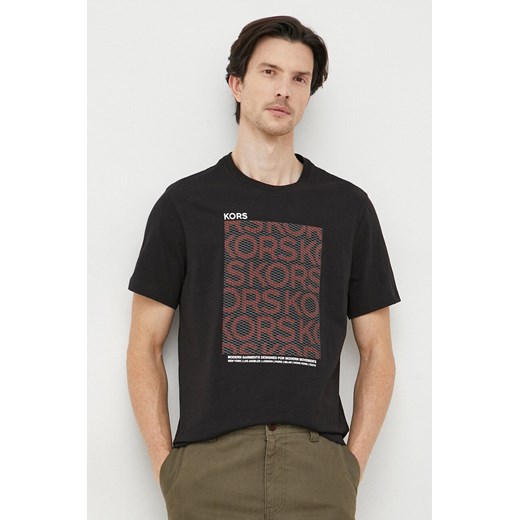 Michael Kors t-shirt bawełniany męski kolor czarny z nadrukiem ze sklepu ANSWEAR.com w kategorii T-shirty męskie - zdjęcie 165026486