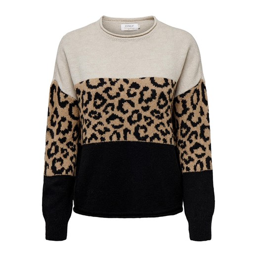 ONLY Sweter &quot;Jade&quot; w kolorze beżowo-czarnym ze sklepu Limango Polska w kategorii Swetry damskie - zdjęcie 165029007