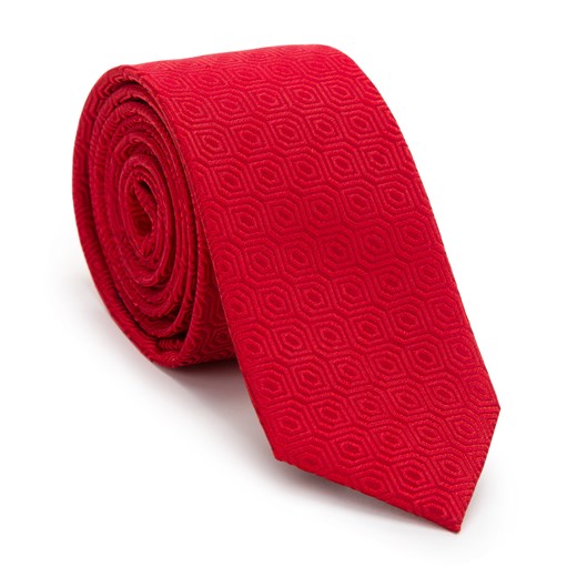 Krawat jedwabny wzorzysty czerwony ze sklepu WITTCHEN w kategorii Krawaty - zdjęcie 165041705