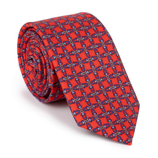 Krawat jedwabny wzorzysty czerwono-niebieski ze sklepu WITTCHEN w kategorii Krawaty - zdjęcie 165041707